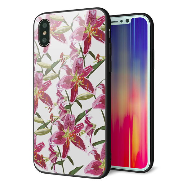 iPhone XS 強化ガラス&TPUスマホケース ガラプリ【SC892 ボタニカル スカーレットリリー】