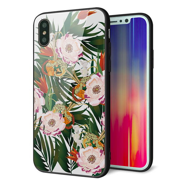 iPhone XS 強化ガラス&TPUスマホケース ガラプリ【SC895 ボタニカル フォレスト】