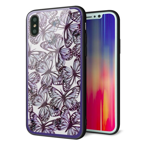 iPhone XS 強化ガラス&TPUスマホケース ガラプリ【SC903 ガーデンバタフライ パープル】