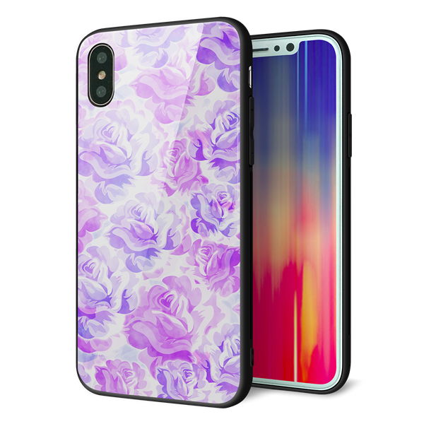 iPhone XS 強化ガラス&TPUスマホケース ガラプリ【SC929 ローズ パープル】