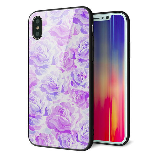 iPhone XS 強化ガラス&TPUスマホケース ガラプリ【SC929 ローズ パープル】