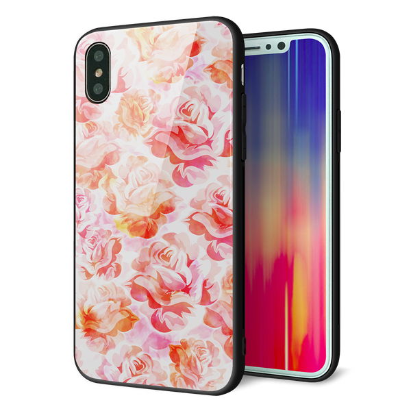 iPhone XS 強化ガラス&TPUスマホケース ガラプリ【SC930 ローズ レッド】