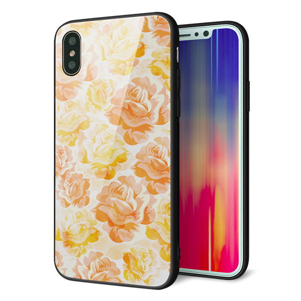 iPhone XS 強化ガラス&TPUスマホケース ガラプリ【SC931 ローズ イエロー】