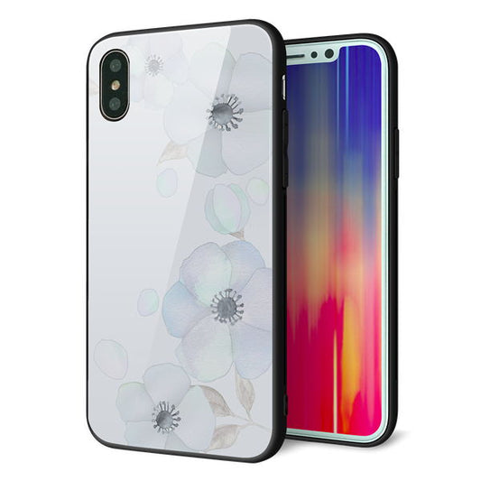 iPhone XS 強化ガラス&TPUスマホケース ガラプリ【SC951 ドゥ・フルール(エンジェルブルー)】