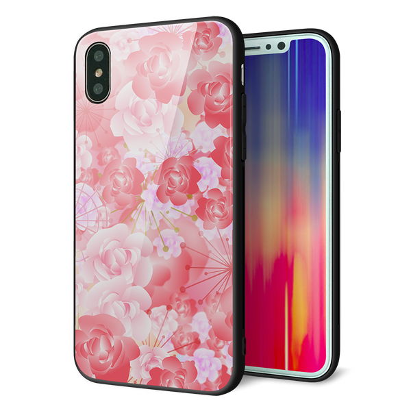 iPhone XS 強化ガラス&TPUスマホケース ガラプリ【VA817 はんなり色の華】