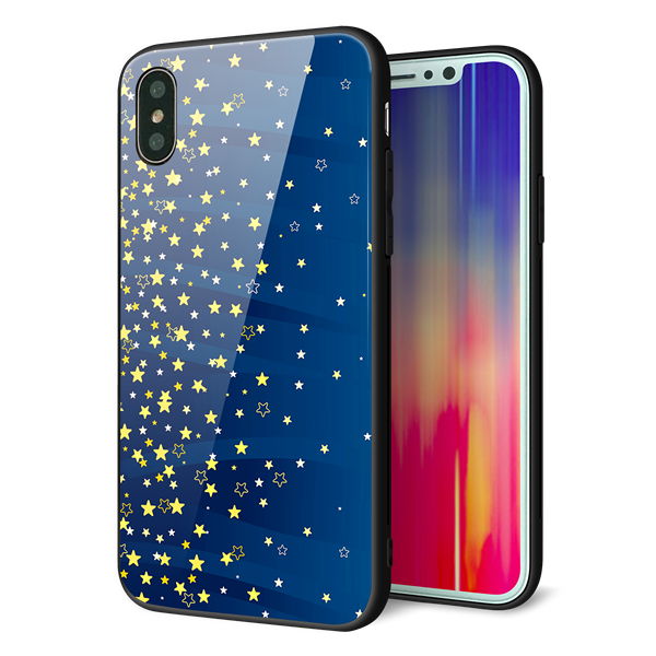 iPhone XS 強化ガラス&TPUスマホケース ガラプリ【VA842 満天の星空】
