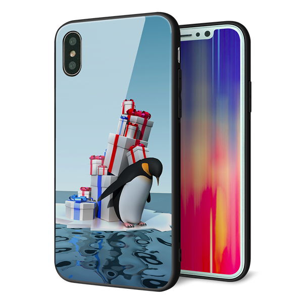 iPhone XS 強化ガラス&TPUスマホケース ガラプリ【XA805 人気者は辛い…】