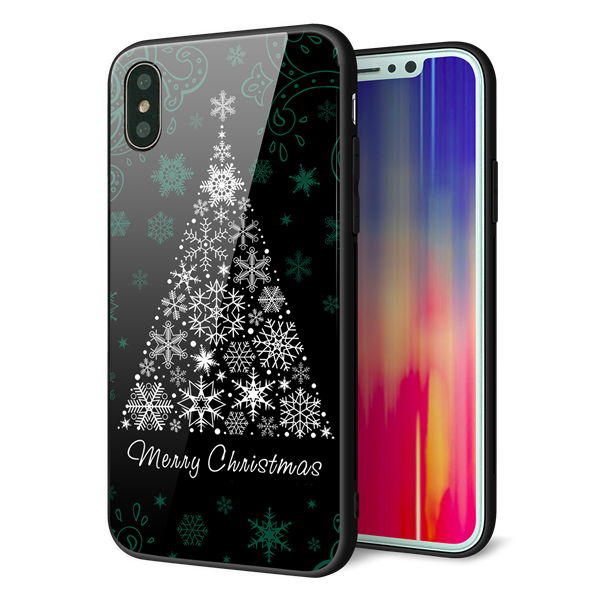iPhone XS 強化ガラス&TPUスマホケース ガラプリ【XA808 聖なるツリー】