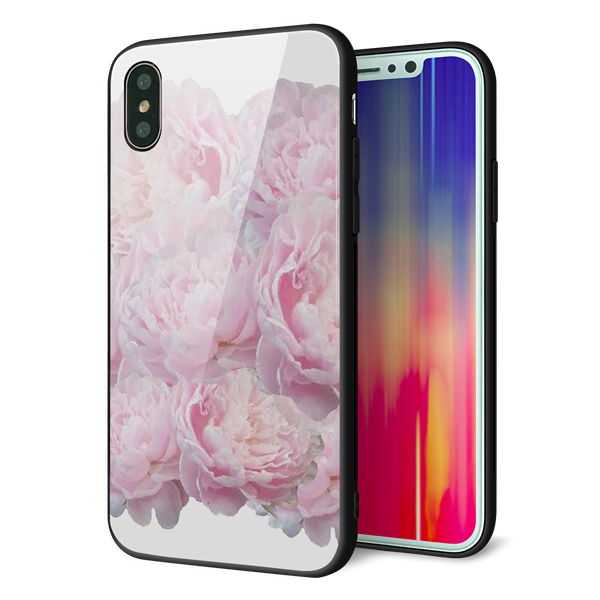 iPhone XS 強化ガラス&TPUスマホケース ガラプリ【YI885 フラワー6】