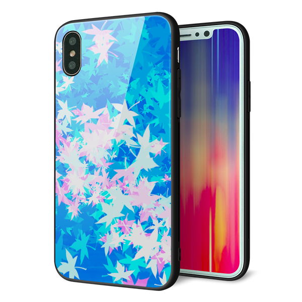 iPhone XS 強化ガラス&TPUスマホケース ガラプリ【YJ290 デザインもみじ】