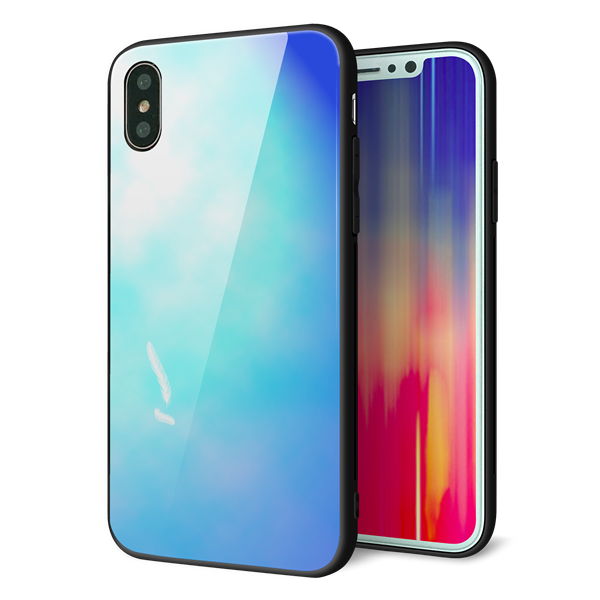 iPhone XS 強化ガラス&TPUスマホケース ガラプリ【YJ291 デザイン 光】