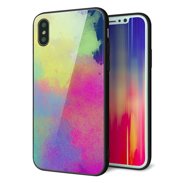 iPhone XS 強化ガラス&TPUスマホケース ガラプリ【YJ294 デザイン色彩】