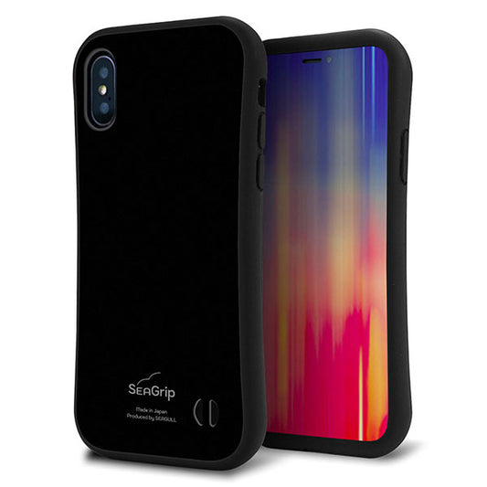 iPhone XS スマホケース 「SEA Grip」 グリップケース Sライン 【KM911 ポップカラー(ブラック)】 UV印刷
