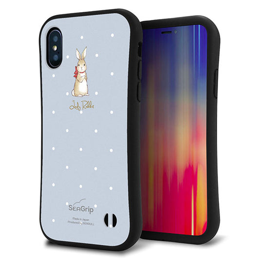 iPhone XS スマホケース 「SEA Grip」 グリップケース Sライン 【SC967 Lady Rabbit ブルーグレイ ガラプリ】 UV印刷