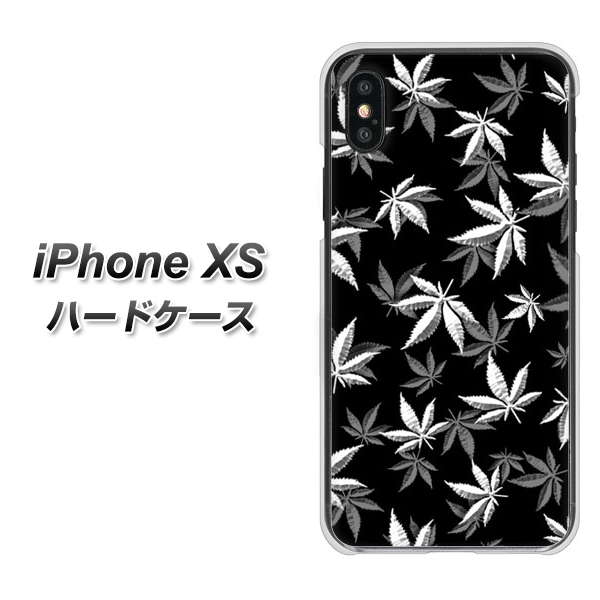 iPhone XS 高画質仕上げ 背面印刷 ハードケース【064 モノトーン大麻ブラック】