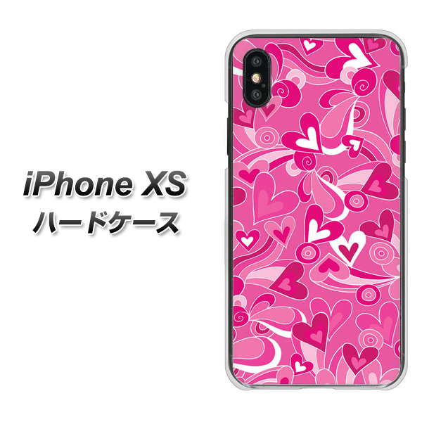 iPhone XS 高画質仕上げ 背面印刷 ハードケース【383 ピンクのハート】