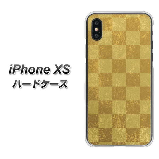 iPhone XS 高画質仕上げ 背面印刷 ハードケース【619 市松模様-金(骨董風に傷んだイメージ)】