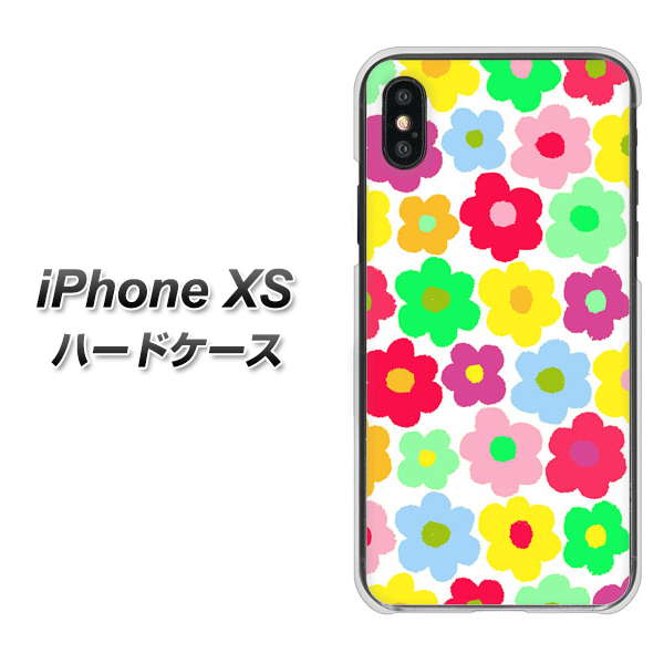 iPhone XS 高画質仕上げ 背面印刷 ハードケース【758 ルーズフラワーカラフル】