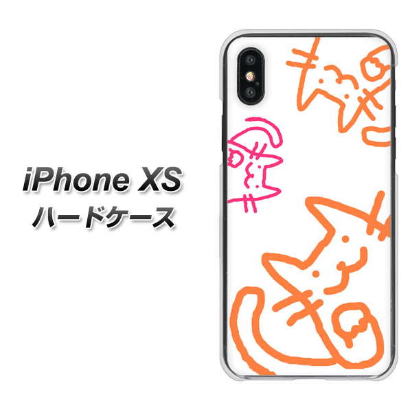 iPhone XS 高画質仕上げ 背面印刷 ハードケース【1098 手まねきする3匹のネコ】
