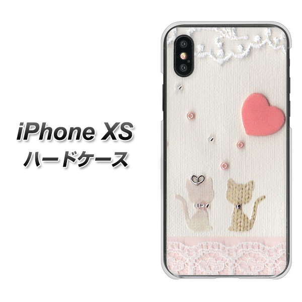 iPhone XS 高画質仕上げ 背面印刷 ハードケース【1104 クラフト写真ネコ(ハートM)】