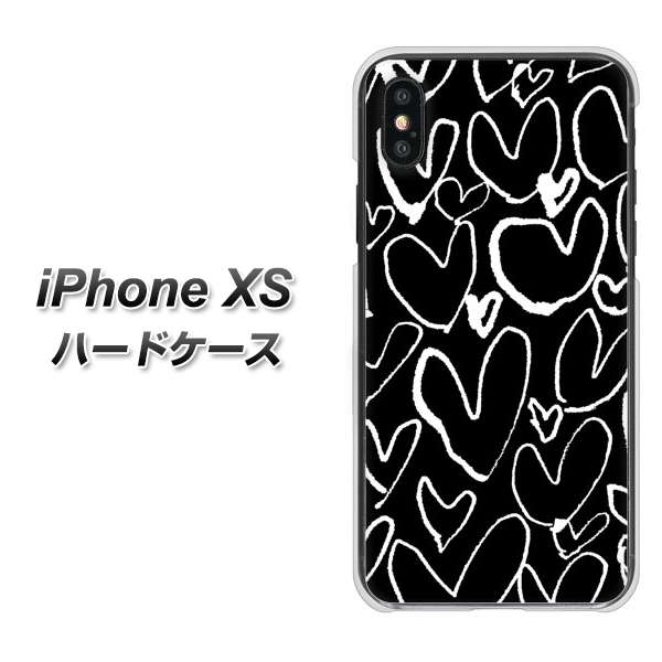 iPhone XS 高画質仕上げ 背面印刷 ハードケース【1124 ハート BK&WH】