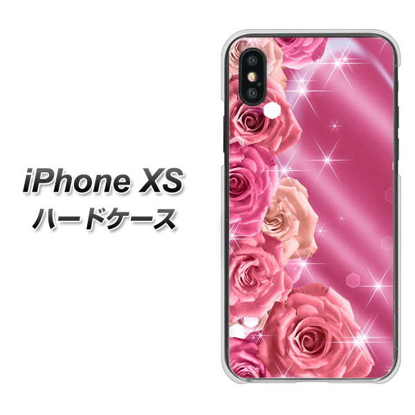 iPhone XS 高画質仕上げ 背面印刷 ハードケース【1182 ピンクの薔薇に誘われて】