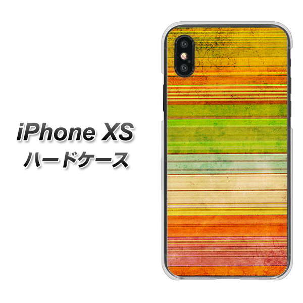 iPhone XS 高画質仕上げ 背面印刷 ハードケース【1324 ビンテージボーダー(色彩)】