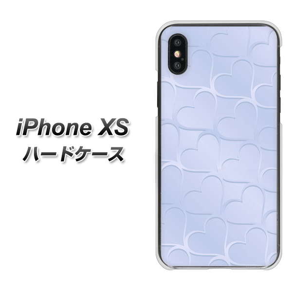 iPhone XS 高画質仕上げ 背面印刷 ハードケース【1341 かくれハート(ライトブルー)】