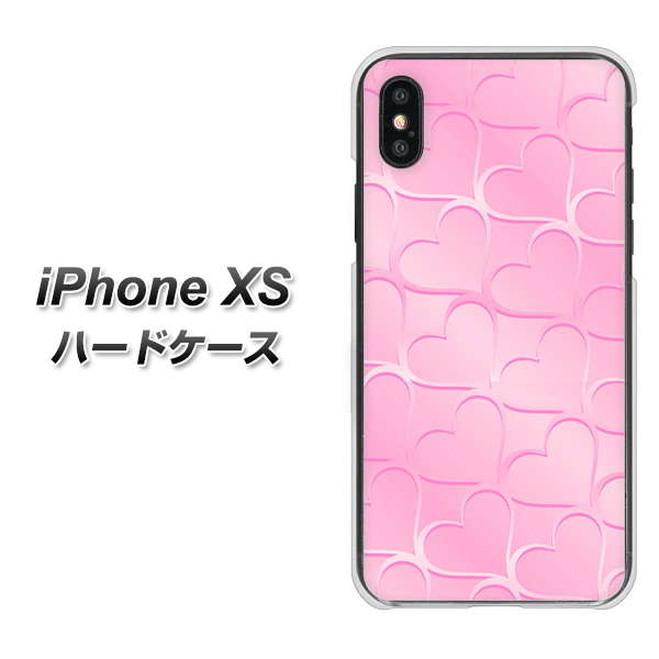 iPhone XS 高画質仕上げ 背面印刷 ハードケース【1342 かくれハート(ピンク)】