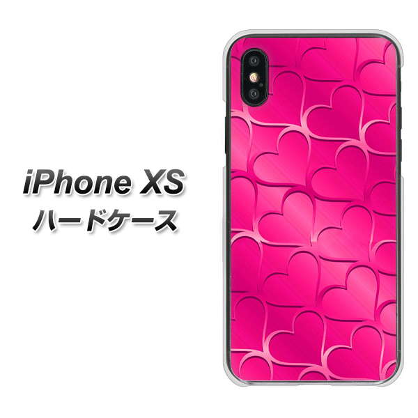 iPhone XS 高画質仕上げ 背面印刷 ハードケース【1347 かくれハート(ショッキングピンク)】