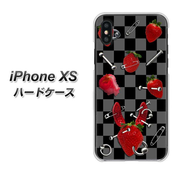 iPhone XS 高画質仕上げ 背面印刷 ハードケース【AG833 苺パンク(黒)】