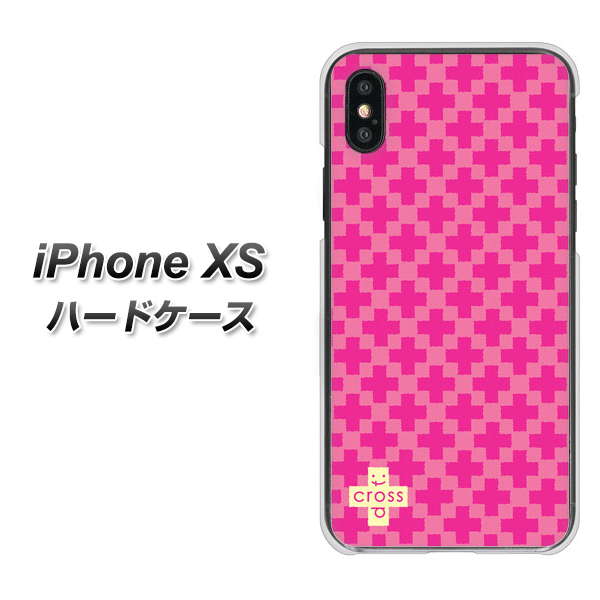 iPhone XS 高画質仕上げ 背面印刷 ハードケース【IB901 クロスドット_ピンク】