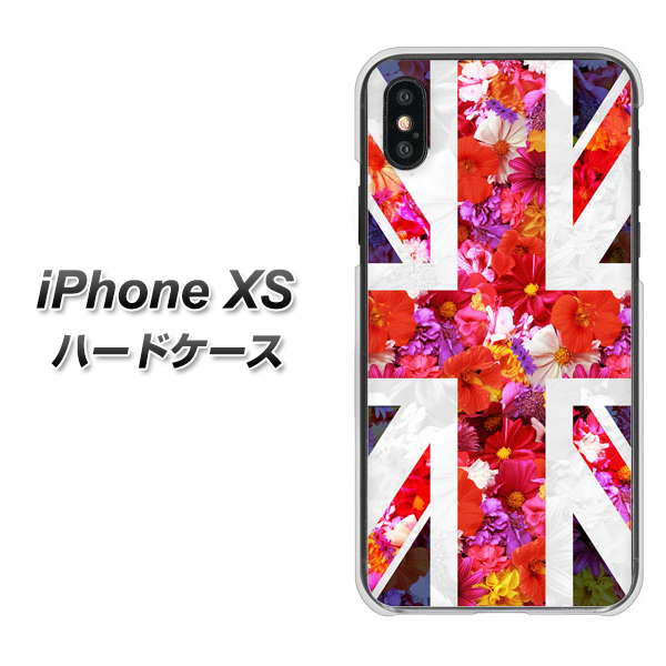 iPhone XS 高画質仕上げ 背面印刷 ハードケース【SC801 ユニオンジャック リアルフラワー】