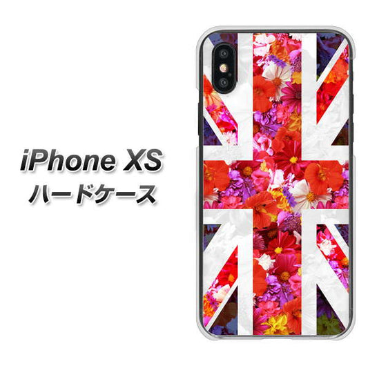 iPhone XS 高画質仕上げ 背面印刷 ハードケース【SC801 ユニオンジャック リアルフラワー】