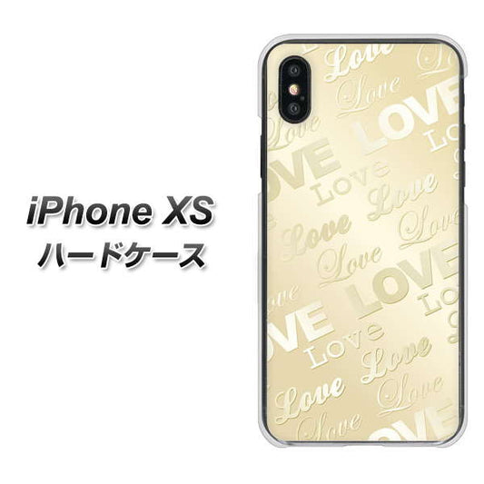 iPhone XS 高画質仕上げ 背面印刷 ハードケース【SC840 エンボス風LOVEリンク(ヌーディーベージュ)】