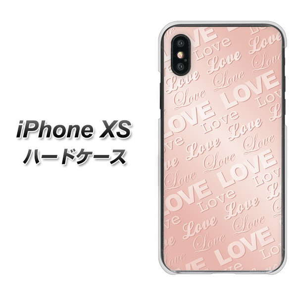 iPhone XS 高画質仕上げ 背面印刷 ハードケース【SC841 エンボス風LOVEリンク(ローズピンク)】