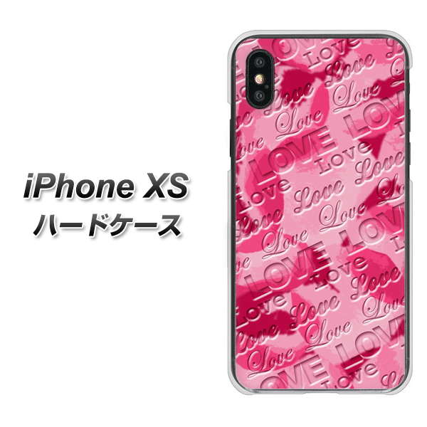 iPhone XS 高画質仕上げ 背面印刷 ハードケース【SC845 フラワーヴェルニLOVE濃いピンク(ローズアンディアン)】