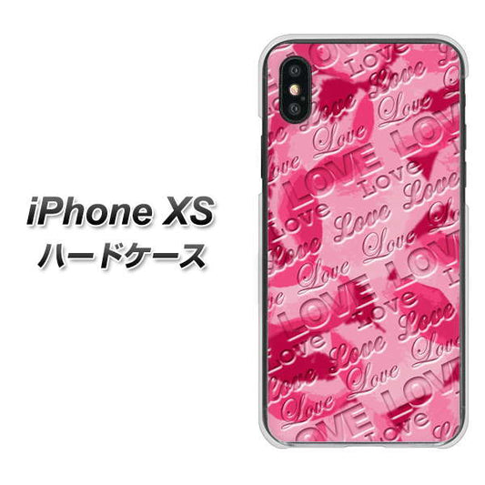 iPhone XS 高画質仕上げ 背面印刷 ハードケース【SC845 フラワーヴェルニLOVE濃いピンク(ローズアンディアン)】