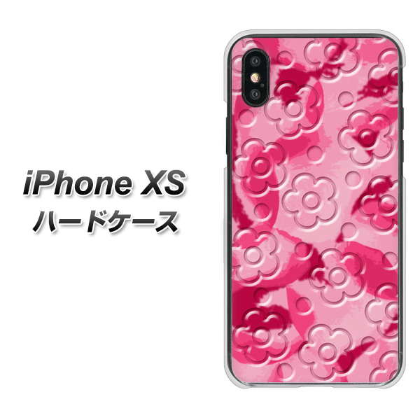 iPhone XS 高画質仕上げ 背面印刷 ハードケース【SC847 フラワーヴェルニ花濃いピンク(ローズアンディアン)】