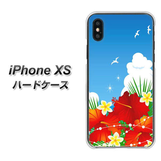 iPhone XS 高画質仕上げ 背面印刷 ハードケース【VA821 ハイビスカスと青空】