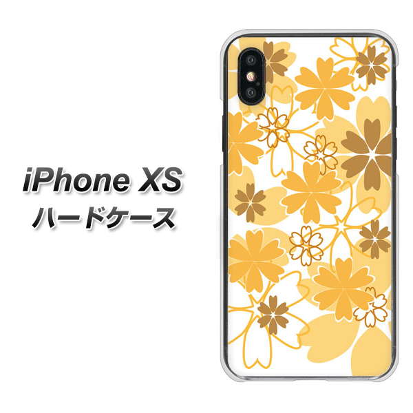 iPhone XS 高画質仕上げ 背面印刷 ハードケース【VA959 重なり合う花 オレンジ】