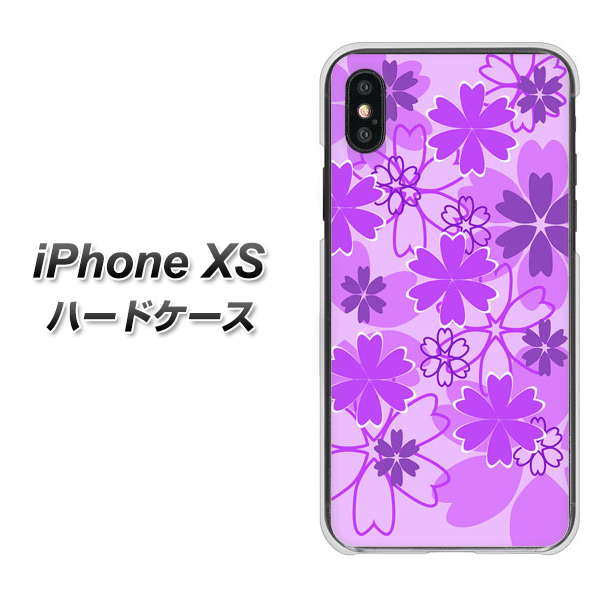 iPhone XS 高画質仕上げ 背面印刷 ハードケース【VA960 重なり合う花 パープル】