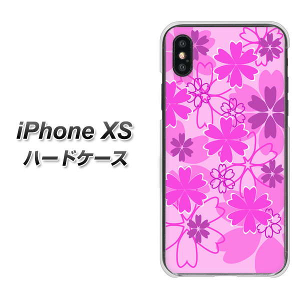 iPhone XS 高画質仕上げ 背面印刷 ハードケース【VA961 重なり合う花 ピンク】