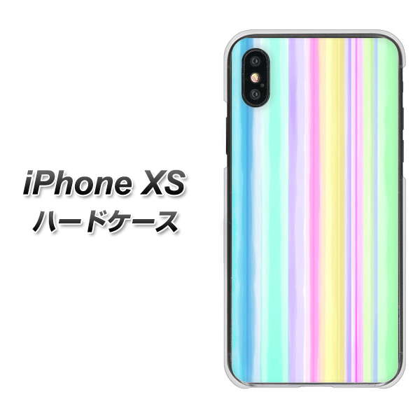 iPhone XS 高画質仕上げ 背面印刷 ハードケース【YJ313 ストライプ レインボー】