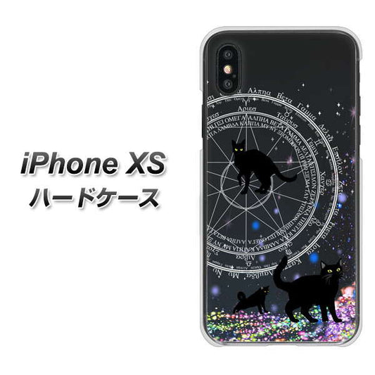 iPhone XS 高画質仕上げ 背面印刷 ハードケース【YJ330 魔法陣猫 キラキラ 黒猫】