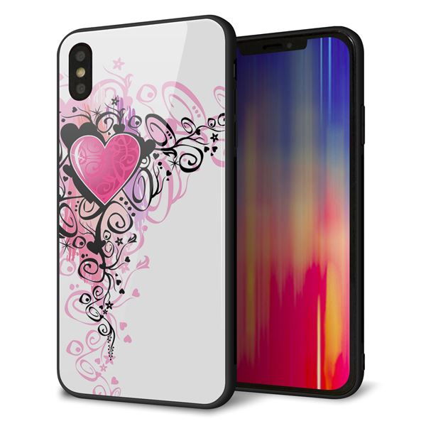 iPhone XS Max 強化ガラス&TPUスマホケース ガラプリ【007 スタイリッシュハート】