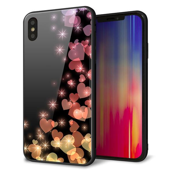 iPhone XS Max 強化ガラス&TPUスマホケース ガラプリ【020 夜のきらめきハート】