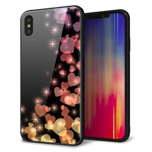 iPhone XS Max 強化ガラス&TPUスマホケース ガラプリ【020 夜のきらめきハート】