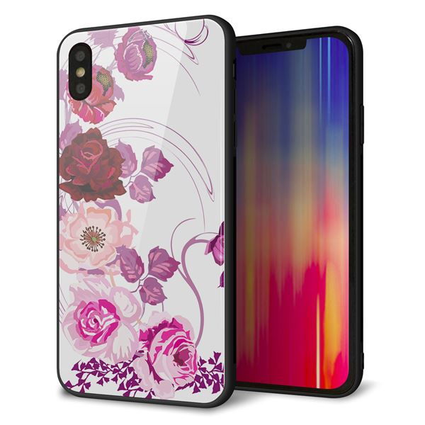 iPhone XS Max 強化ガラス&TPUスマホケース ガラプリ【116 6月のバラ】