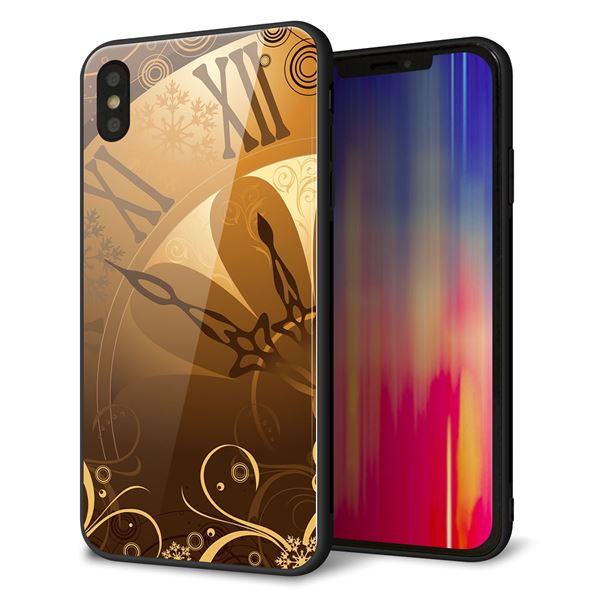iPhone XS Max 強化ガラス&TPUスマホケース ガラプリ【185 時を刻む針】
